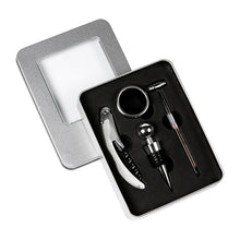 Cargar imagen en el visor de la galería, Set para vino en caja metálica con ventana--NVHM032