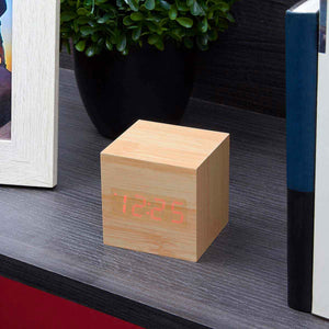 Reloj de madera Time Cube con LED---CIMK120