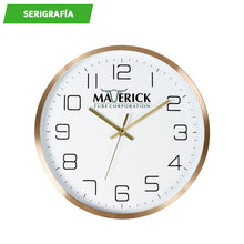 Cargar imagen en el visor de la galería, Reloj de pared de 30 cm. con arillo dorado---NVPD005