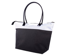 Cargar imagen en el visor de la galería, Bolsa de poliéster bicolor con cierre y correa de curpiel---DBA2532