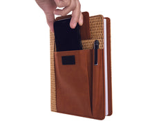 Cargar imagen en el visor de la galería, Agenda portacelular de curpiel y yute---DBA2427