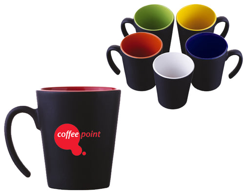 Taza de cerámica cónica mate con asa volada---DBA2153