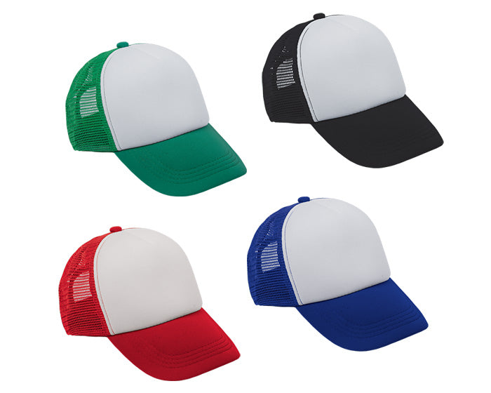 Gorra en poliéster para niños y 4 gajos en malla---DBA2640