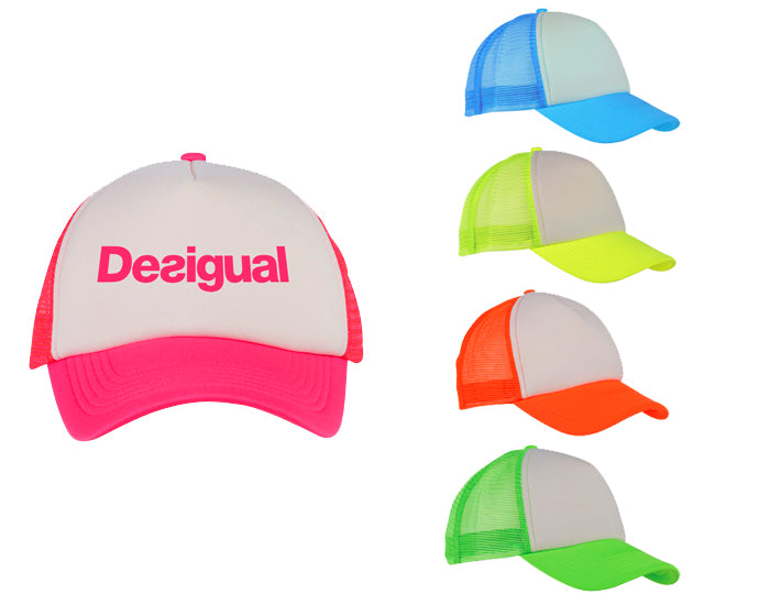 Gorra fosforescente en poliéster con visera de algodón---DBA2178