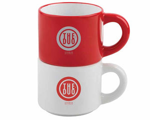 Dúo de tazas de cerámica bicolor, apilables---DBA2193