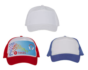 Gorra en poliéster de 5 gajos, con frente en color blanco---DBA2297