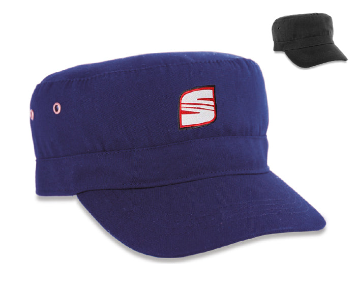 Gorra de algodón tipo militar con visera y banda de ajuste en velcro---DBA2402